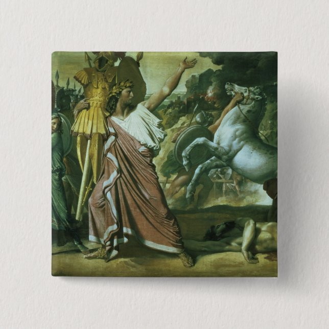 Romulus, conqueror of Acron, taking his booty to t 15 Cm Square Badge (Front)