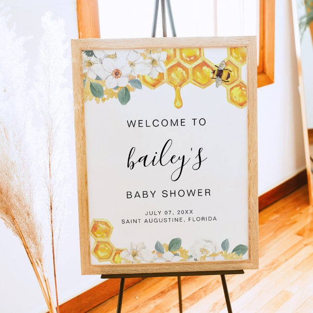 Romy - Floral Bumble Bee Baby Shower Welcome Poster (Creator Uploaded)