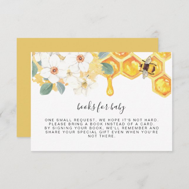 ROMY Floral Honey Bee Books for Baby Insert Invitation (Front/Back)
