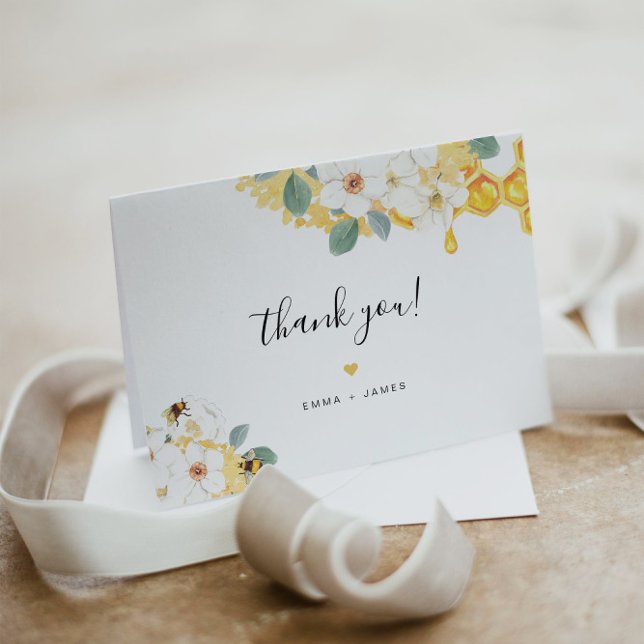Romy - Floral Honey Bee Thank You Card (Creator Uploaded)
