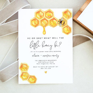 ROMY Minimal Rustic Little Honey Bee Gender Reveal Invitation
