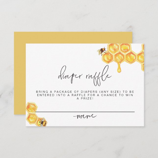 ROMY Rustic Bumble Bee Baby Shower Diaper Raffle Invitation (Front/Back)