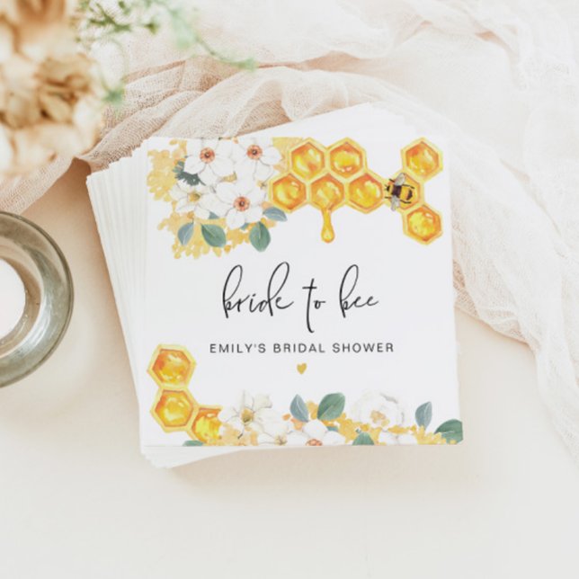 ROMY Rustic Bumble Bee Floral Bridal Shower Napkin (Creator Uploaded)