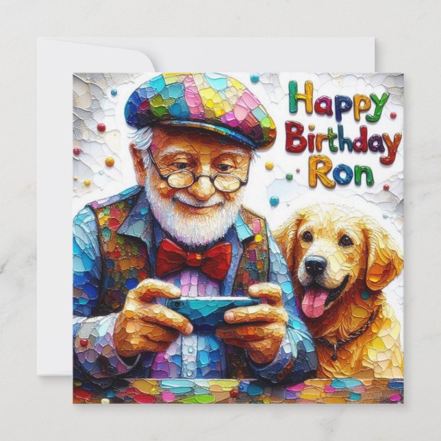 Ron~ Birthday Card ~ Golden Retriever ~ (Front)