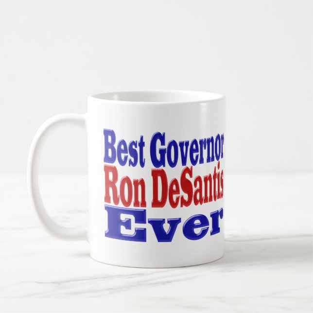 Ron DeSantis best Governor ever red blue half text Coffee Mug (Left)