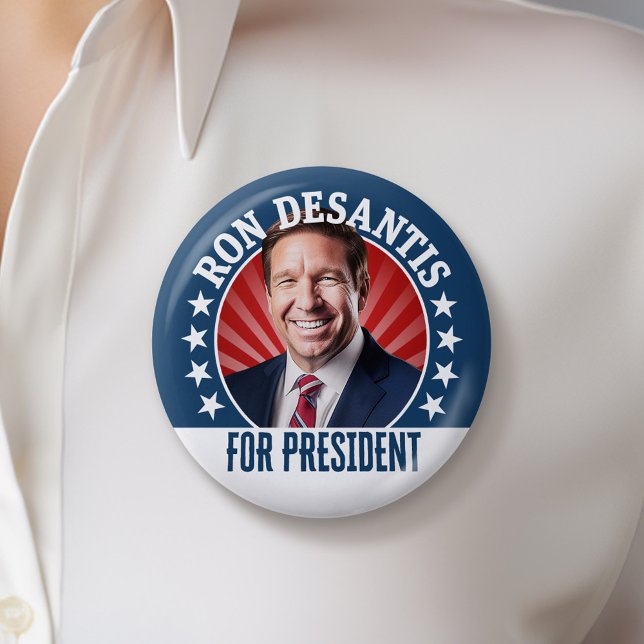 Ron DeSantis for President 2024 - Campaign Photo 6 Cm Round Badge (DeSantis Campaign Button - Great Personalized Rally button for Your Next Election)