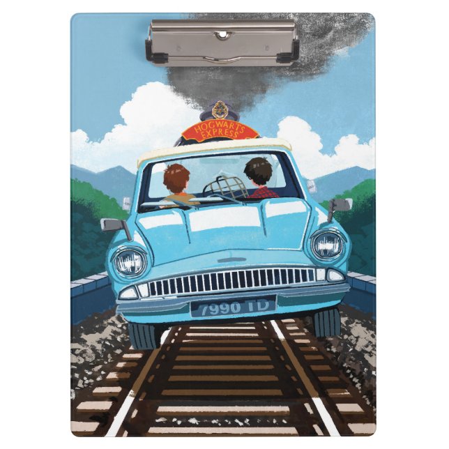 Ron & HARRY POTTER™ in Flying Car to HOGWARTS™ Clipboard (Front)
