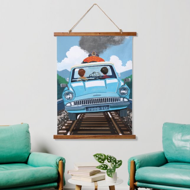 Ron & HARRY POTTER™ in Flying Car to HOGWARTS™ Hanging Tapestry (Living Room)