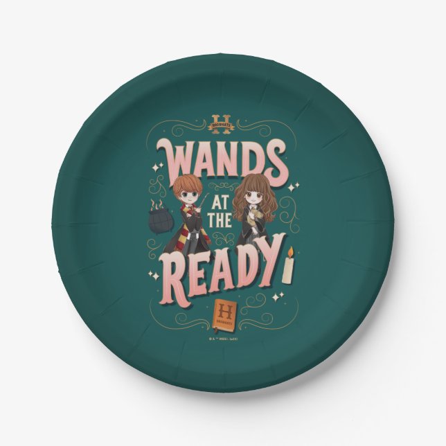 Ron & Hermione Wands at the Ready Paper Plate (Front)