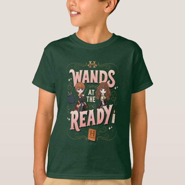 Ron & Hermione Wands at the Ready T-Shirt (Front)