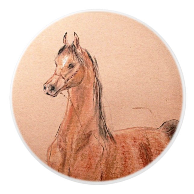 Ron Hevener Arabian Stallion Ceramic Knob (Front)