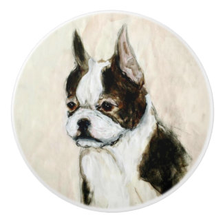 Ron Hevener Boston Terrier Doorknob Ceramic Knob