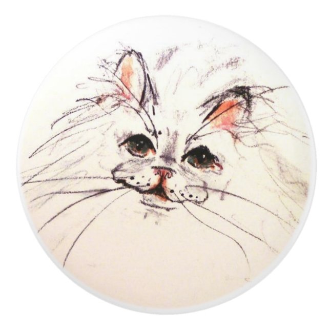 Ron Hevener Cat Ceramic Knob (Front)