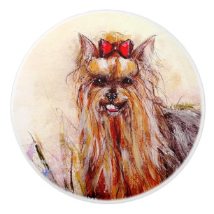 Ron Hevener Yorkshire Terrier Dog Ceramic Knob