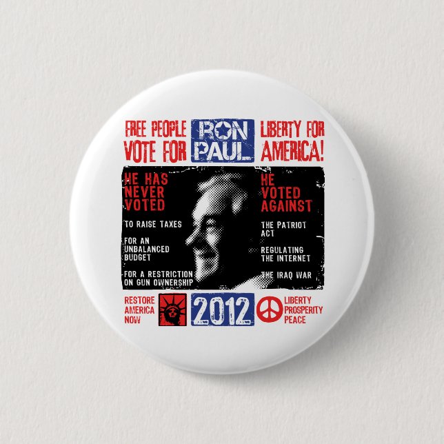 Ron Paul 2012 6 Cm Round Badge (Front)