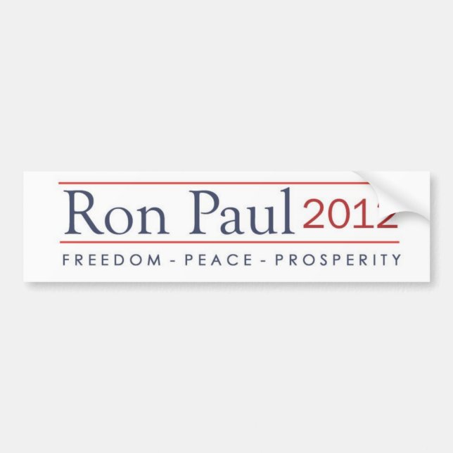 Ron Paul 2012 Freedom Peace Prosperity Bumper Sticker (Front)