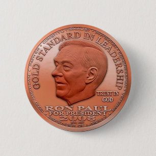 Ron Paul "Banned" Copper Liberty Dollar...Button! 6 Cm Round Badge