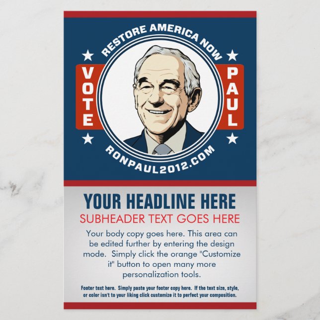 Ron Paul Customisable Flyer (Front)