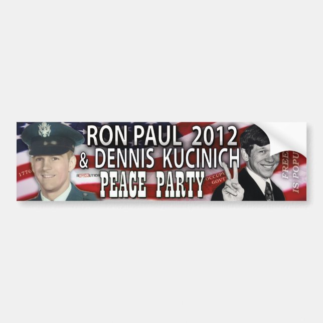 Ron Paul & Dennis Kucinich 2012 Peace Party Bumper Sticker (Front)