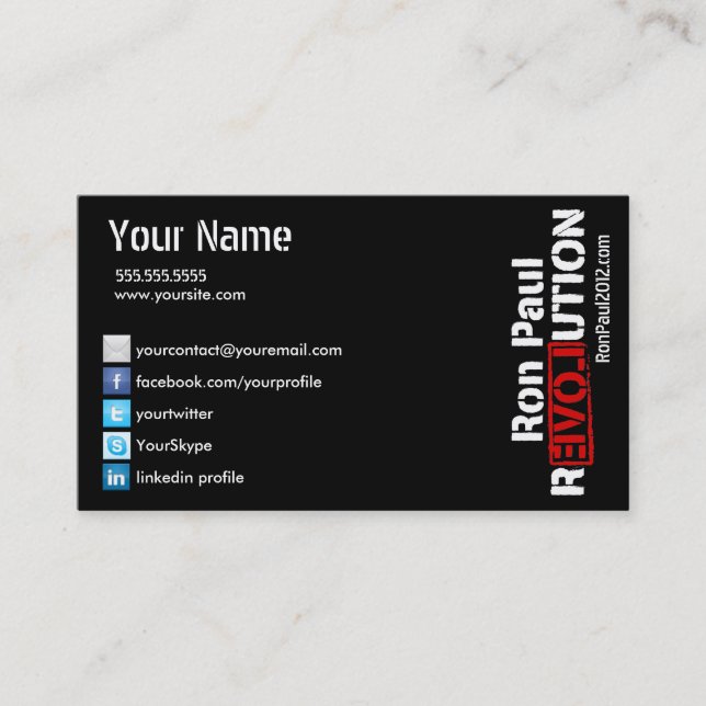 Ron Paul Revolution Card (Front)