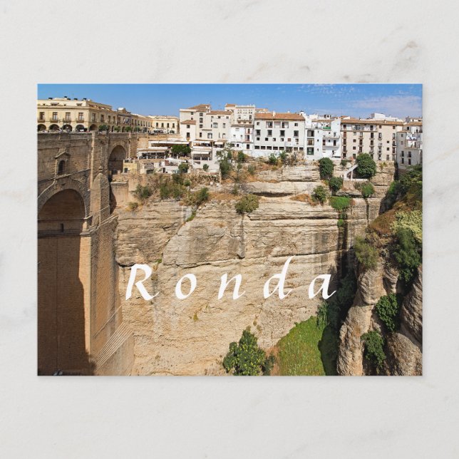 Ronda. Canyon. Bridge. Town. Postcard (Front)