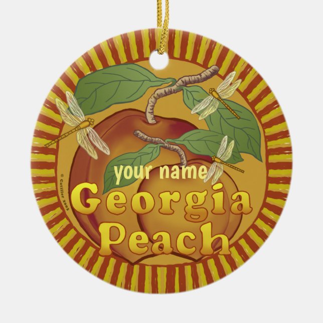 Rondo Georgia Peaches  Ceramic Tree Decoration (Front)