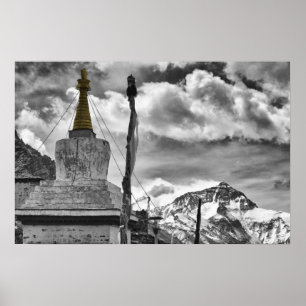 Rongbuk Monastery and Mount Everest Poster
