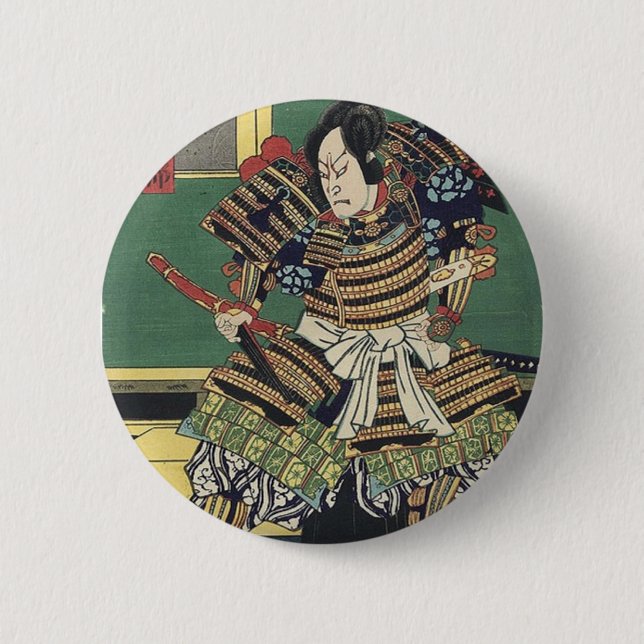 ronin knight japanese ukiyo-e samurai warrior 6 cm round badge (Front)