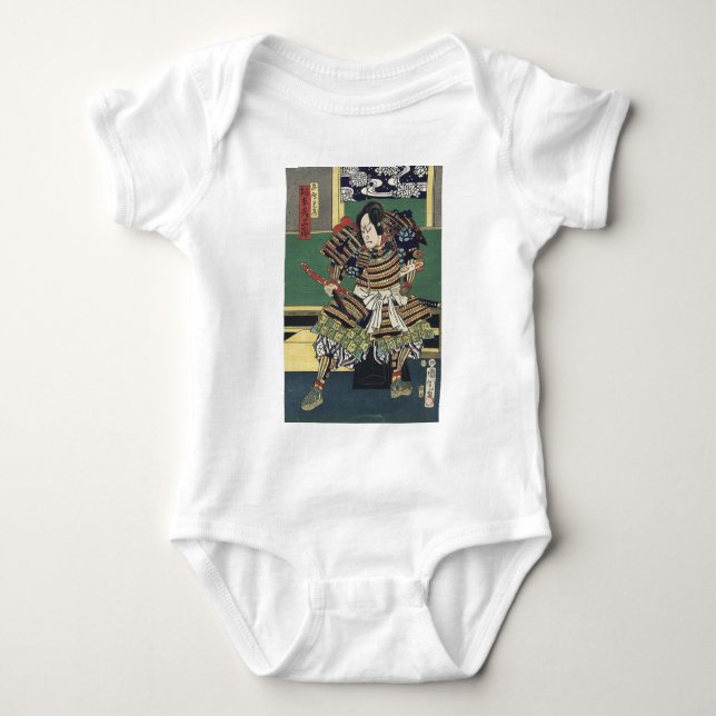 ronin knight japanese ukiyo-e samurai warrior baby bodysuit (Front)