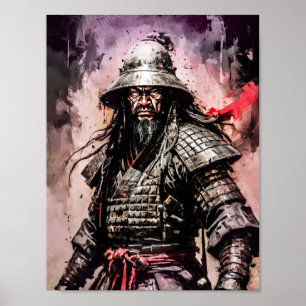 Ronin samurai warrior ink drawing poster