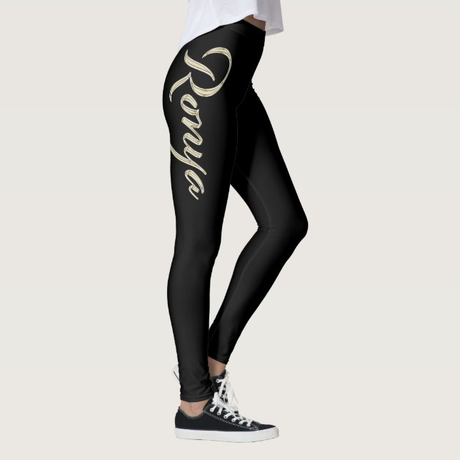 Ronya white gold Handwriting trousers Leggings (Right)