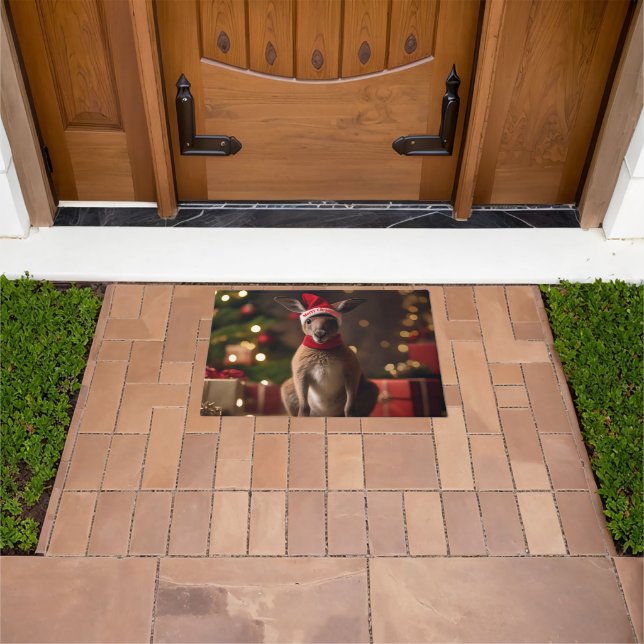 "Roo-dolph’s Holiday Hop: A Festive Wonderland" Doormat (Outdoor)