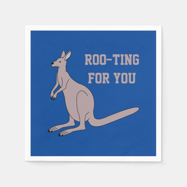 Roo-ting For You Cute Aussie Funny Kangaroo Pun Napkin (Front)