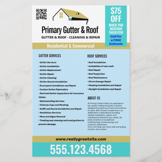 Roof and Gutter Services Advertising Flyer (Front)