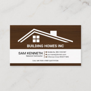 Roof Building Motif Timber Grain Construction Business Card