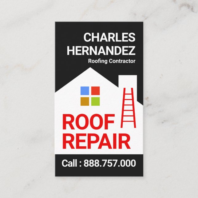Roof Building Silhouette Roofer Business Card (Front)