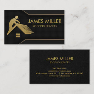 Roof Cleaning Repair Construction Gutter Gold Business Card