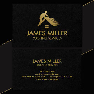 Roof Cleaning Repair Construction Gutter Gold Business Card