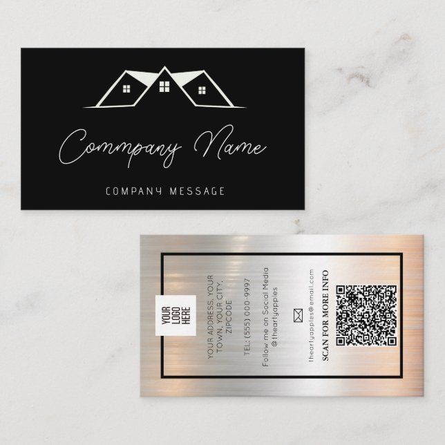 Roof Repairs & Maintenace Service Black Logo  Business Card (Front/Back)