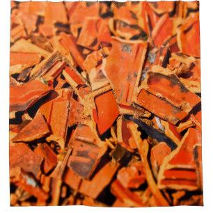 Roof tiles brick red roof panels shower curtain