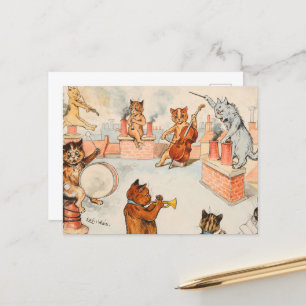 Roof Top Band by Louis Wain Holiday Postcard