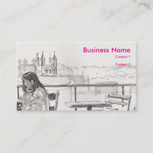 Roof top cafe overlooking cathedral business card