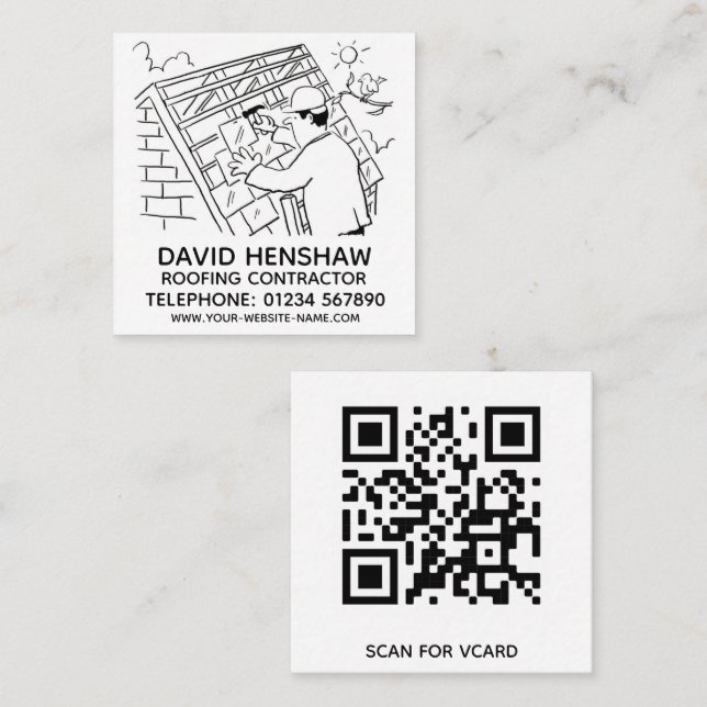 Roof Worker or Roofing Contractor Square Business Card (Front/Back)
