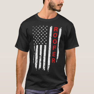 Roofer American Flag 4th July Gift T-Shirt