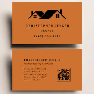 Roofer QR Code Roofing Business Burnt Orange Card