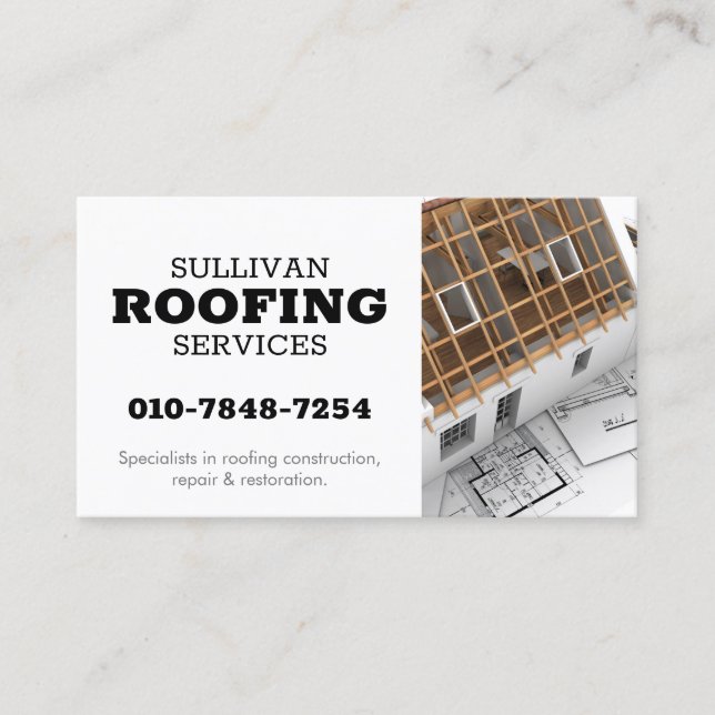 Roofer Roofing Construction Contractor  Business Card (Front)