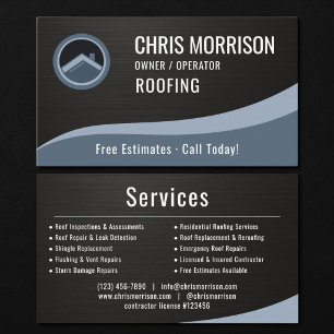 Roofer Roofing Metallic Business Card