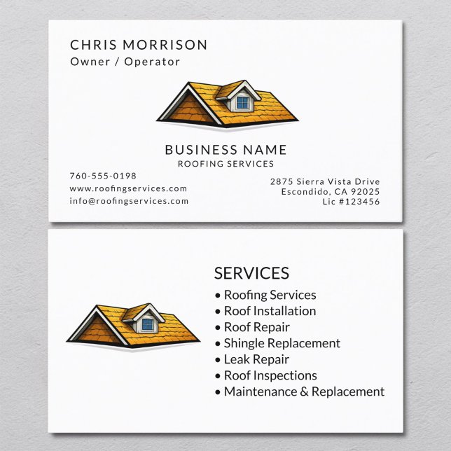 Roofer Roofing Services Professional Business Card (Creator Uploaded)