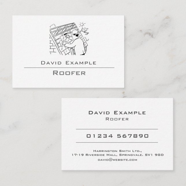 Roofer with Illustration Business Card (Front/Back)