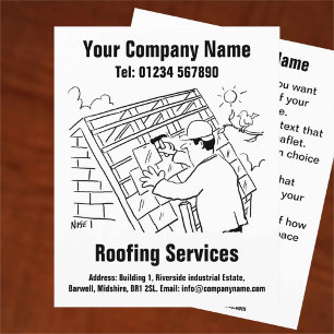 Roofers and Roofing Services Cartoon Design Flyer